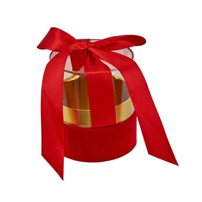 SCATOLA TONDA PICCOLA NASTRO FIOCCO ROSSO 6.5X6.5X7